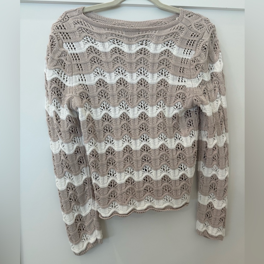 Z Supply Azura stripe crochet top in panda cotta
